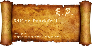 Rácz Paszkál névjegykártya