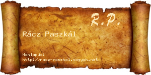 Rácz Paszkál névjegykártya